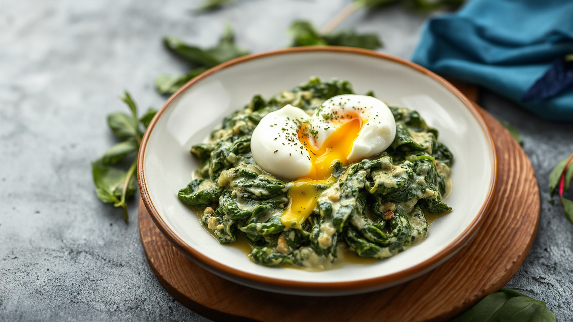 Cremiger Rahmspinat mit pochierten Eiern