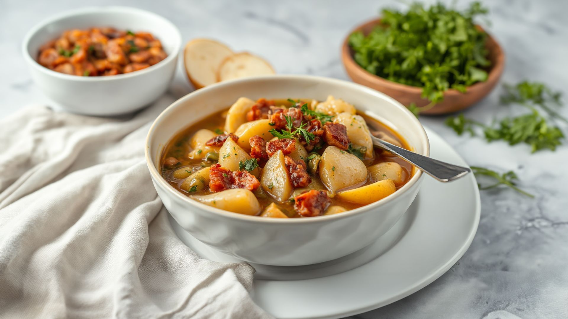 Deftiger Steckrübeneintopf mit Speck