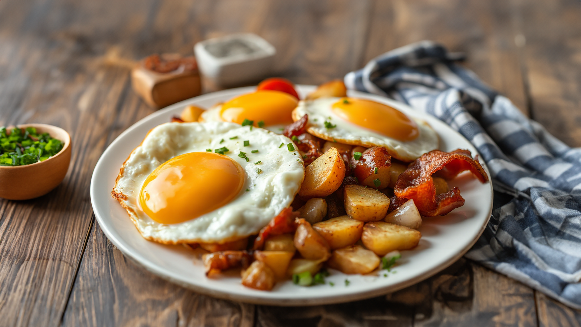 Deftiges Bauernfrühstück mit Speck und Zwiebeln