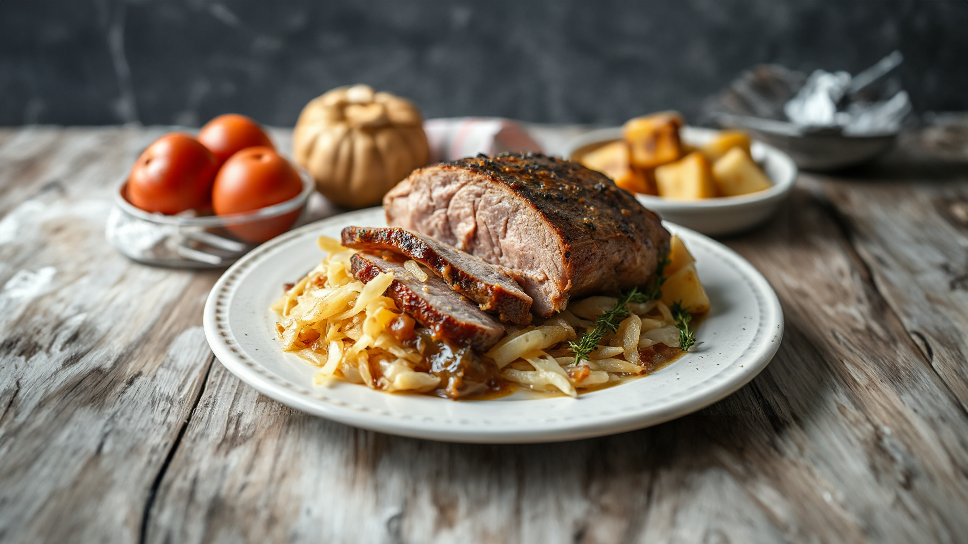 Kasseler mit Sauerkraut und Kartoffeln
