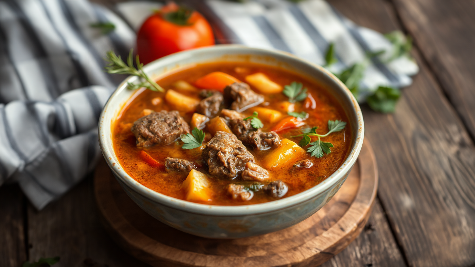 Kräftige Rindfleischsuppe mit Gemüse