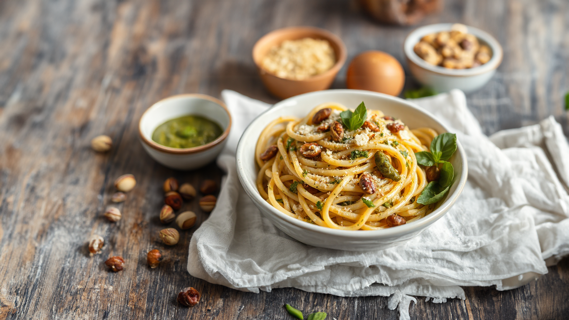 Pasta al Pistacchio mit Frischem Kräuterpesto