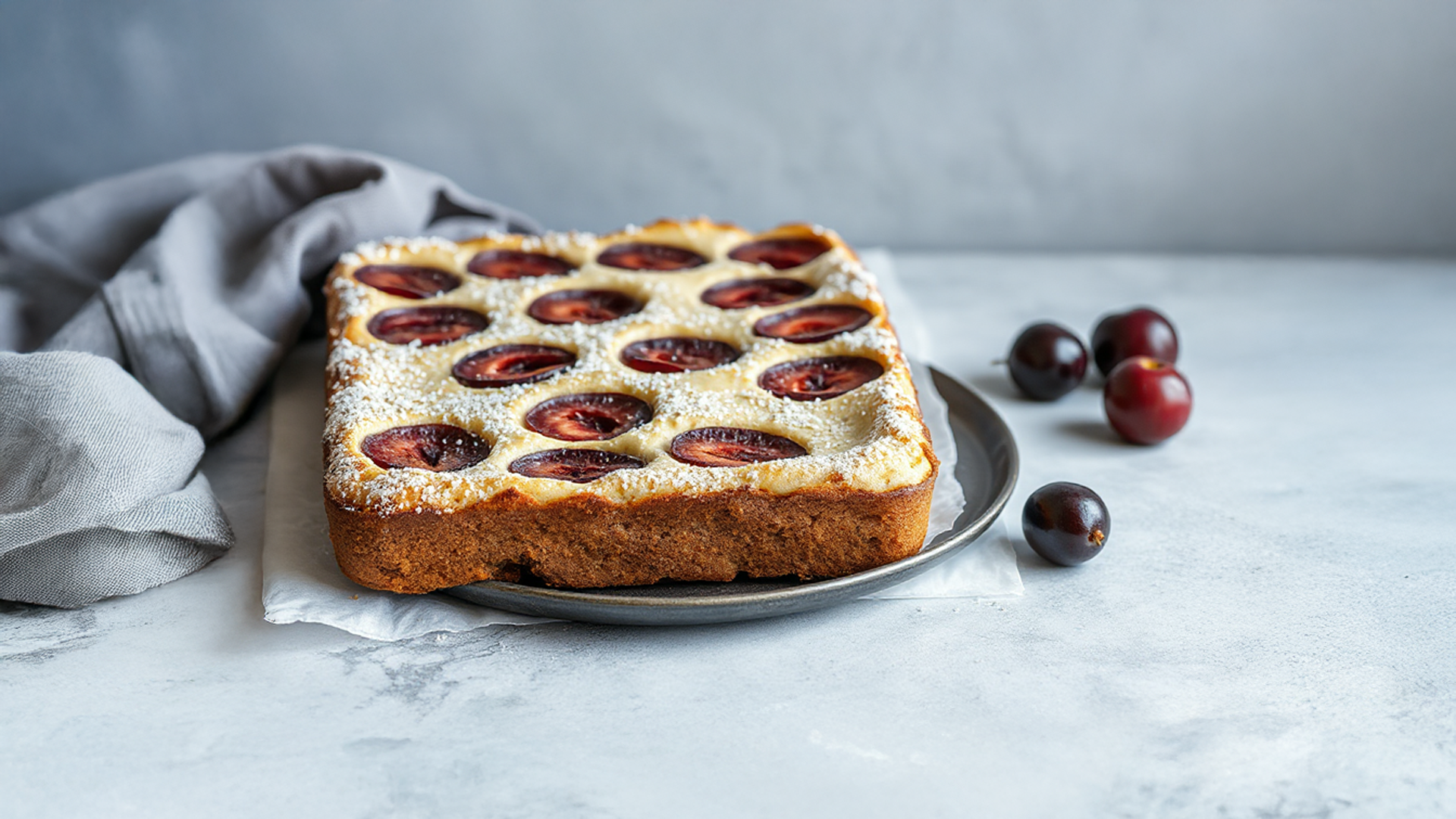 Pflaumen-Kuchen auf cremigem Rührteig