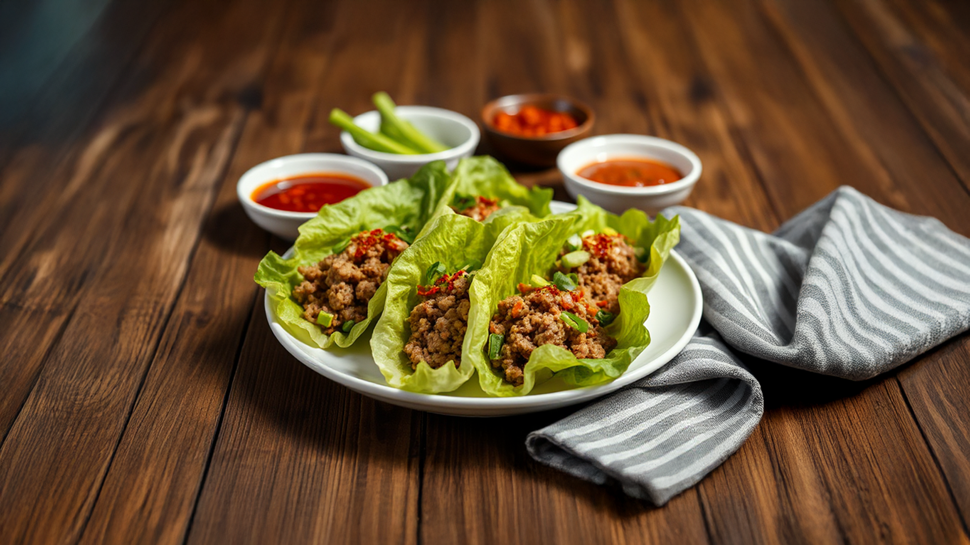Scharfe Hähnchen Salat Wraps