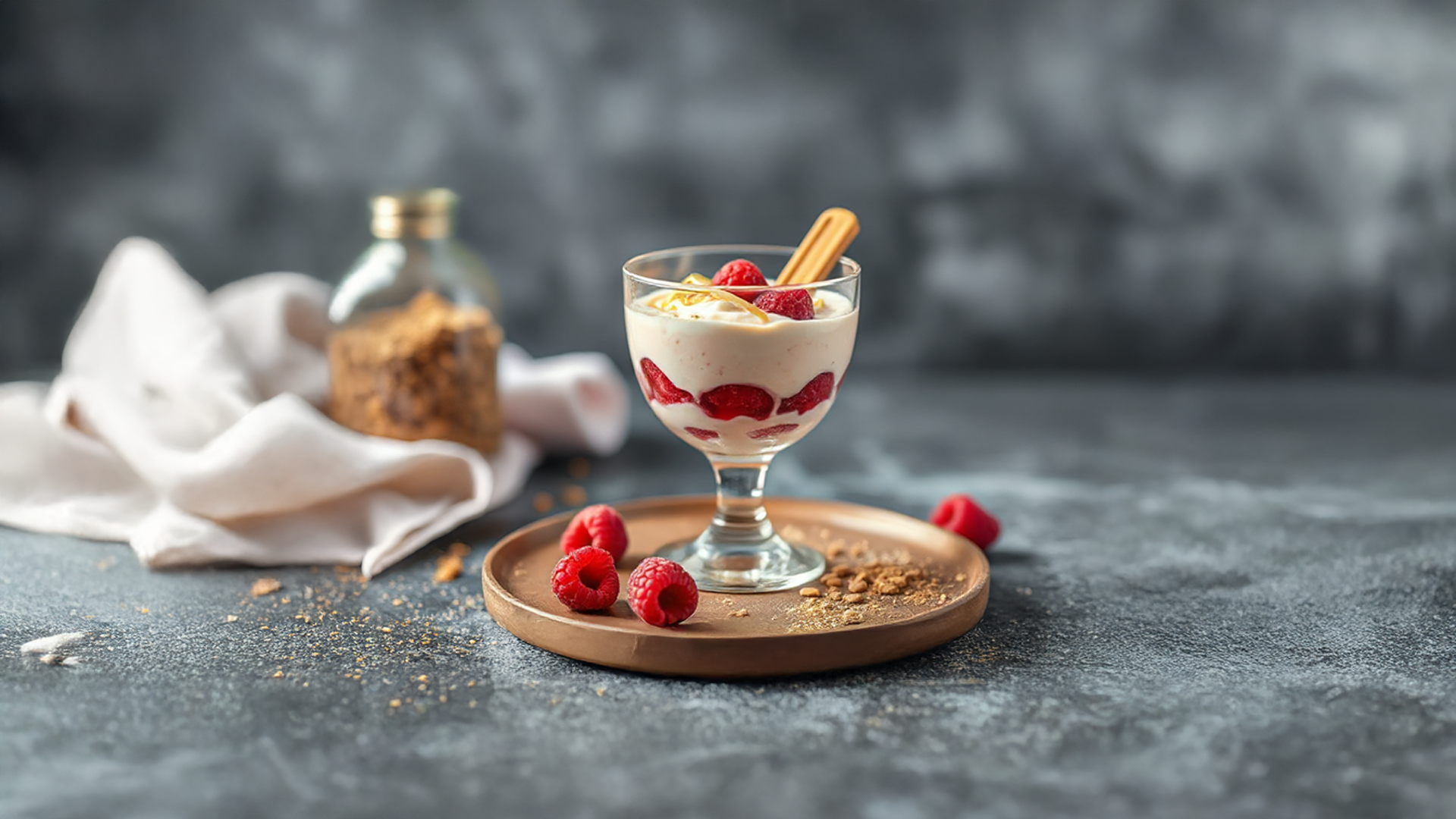 Weihnachtliches Himbeer-Dessert mit Spekulatius