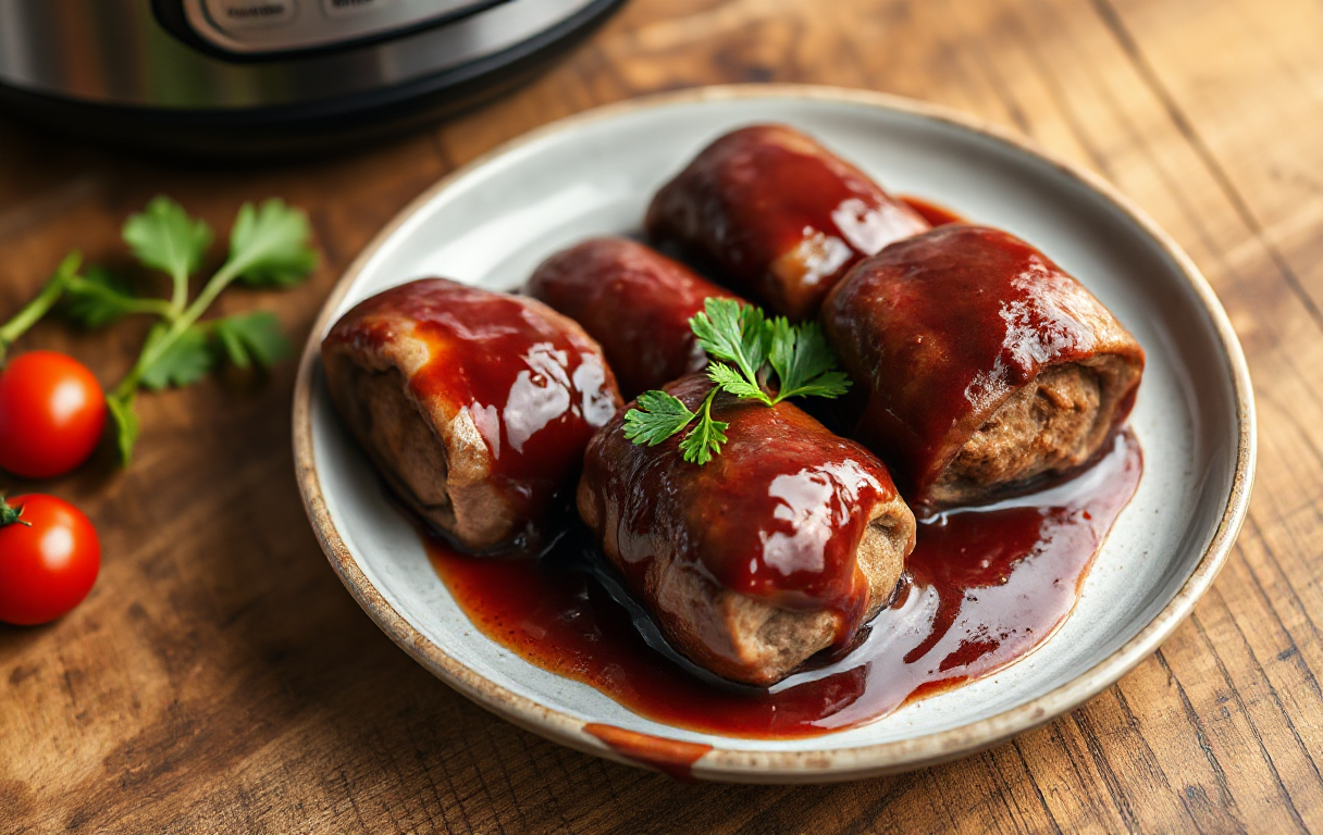 Zarte Rinderrouladen mit Rotweinsauce aus dem Schnellkochtopf