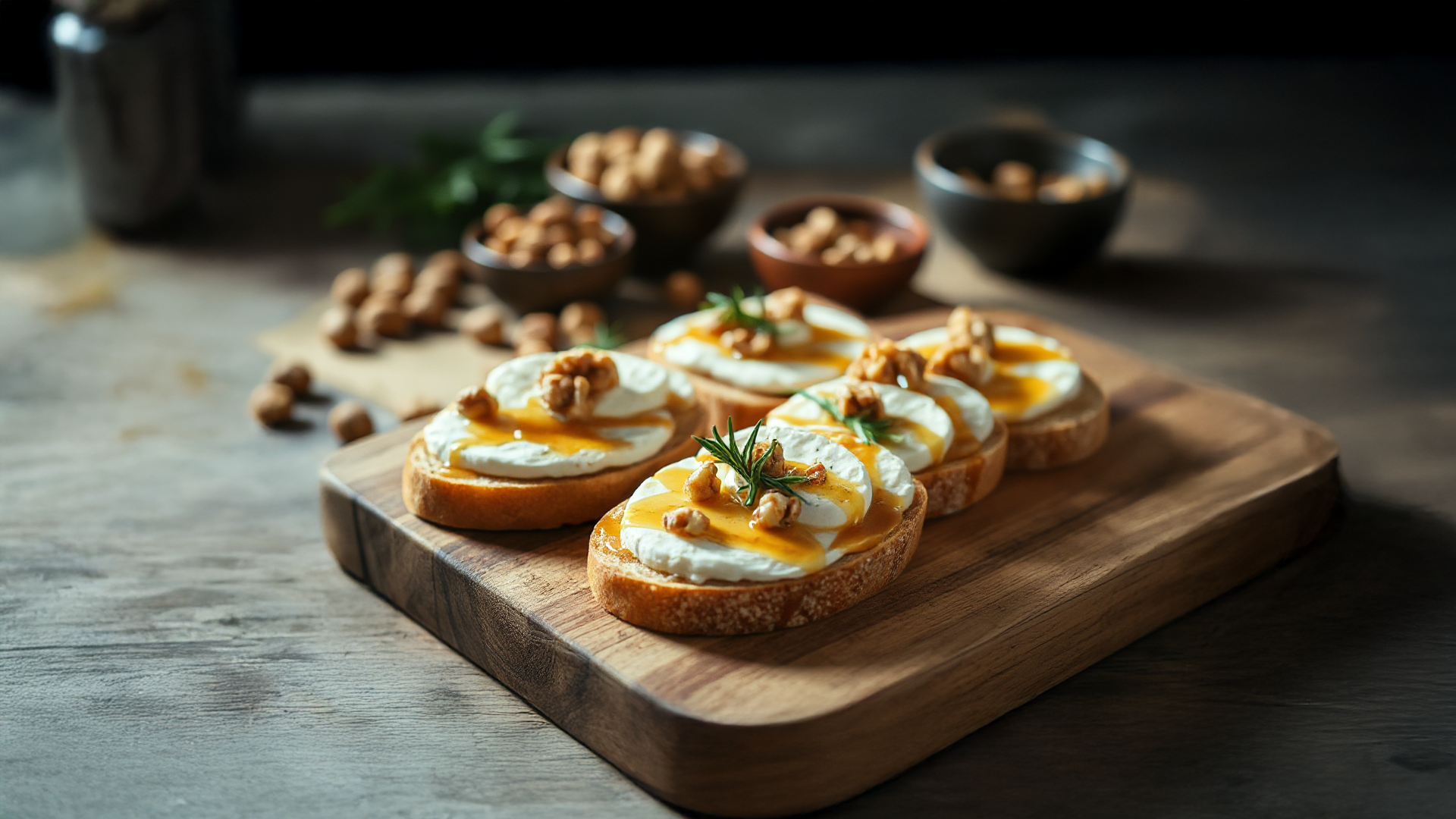 Ziegenkäse-Crostini mit Honig und Walnüssen