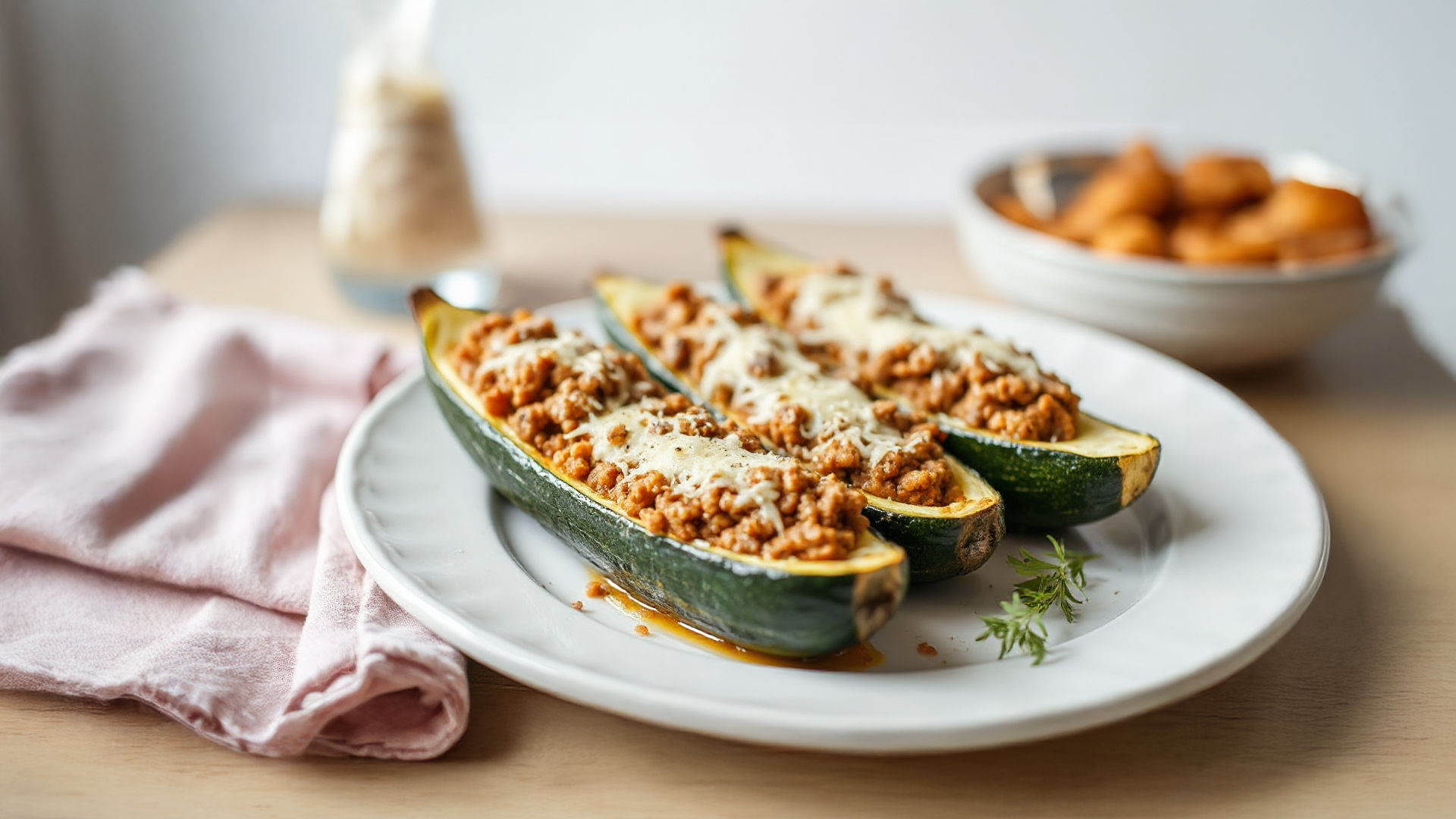 Zucchini mit aromatischer Hackfleischfüllung